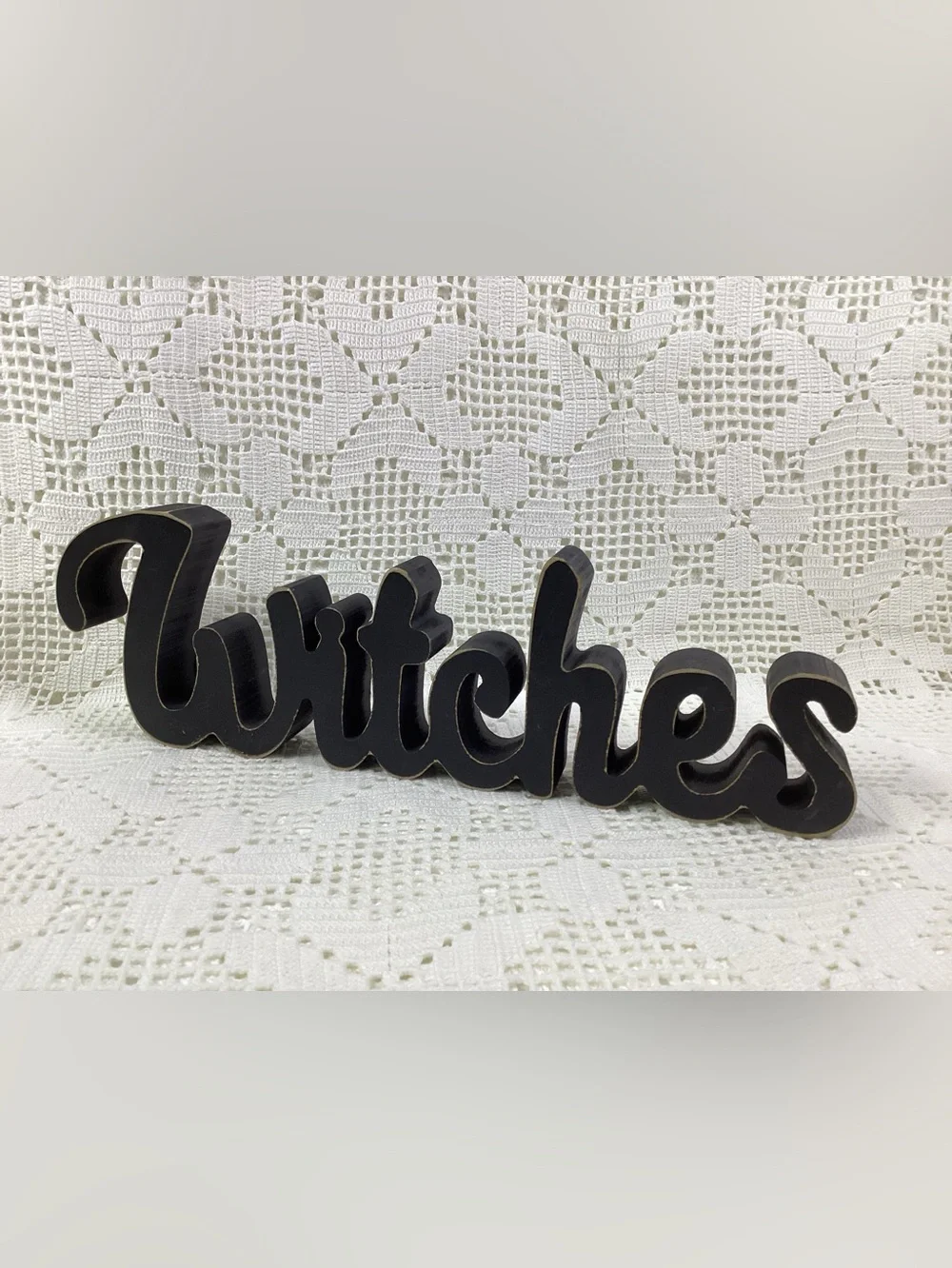 Witches Script Word Sign – Black Decorative Accent